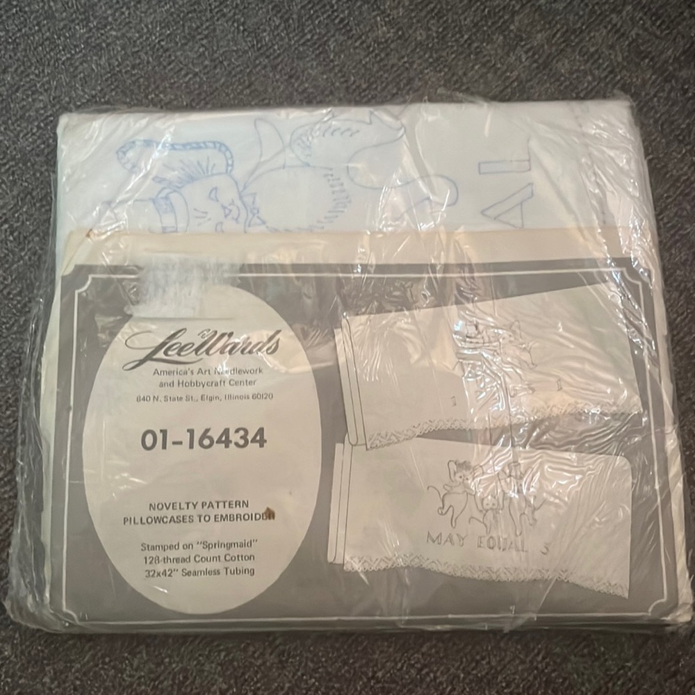 Vintage Novelty Pattern Pillowcases to Embroider in Original Packaging